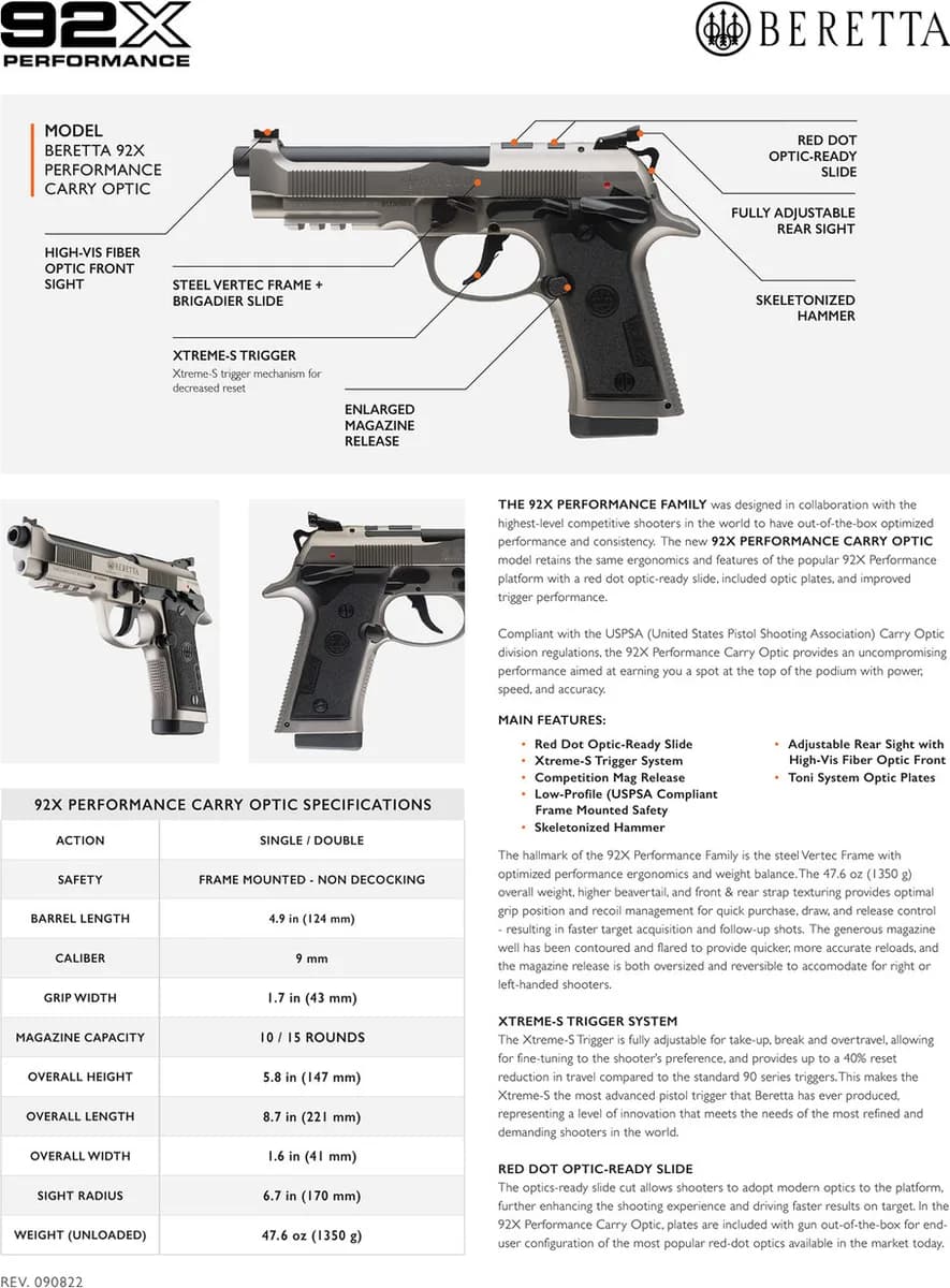 Beretta 92X Performance Carry DA/SA — image 2