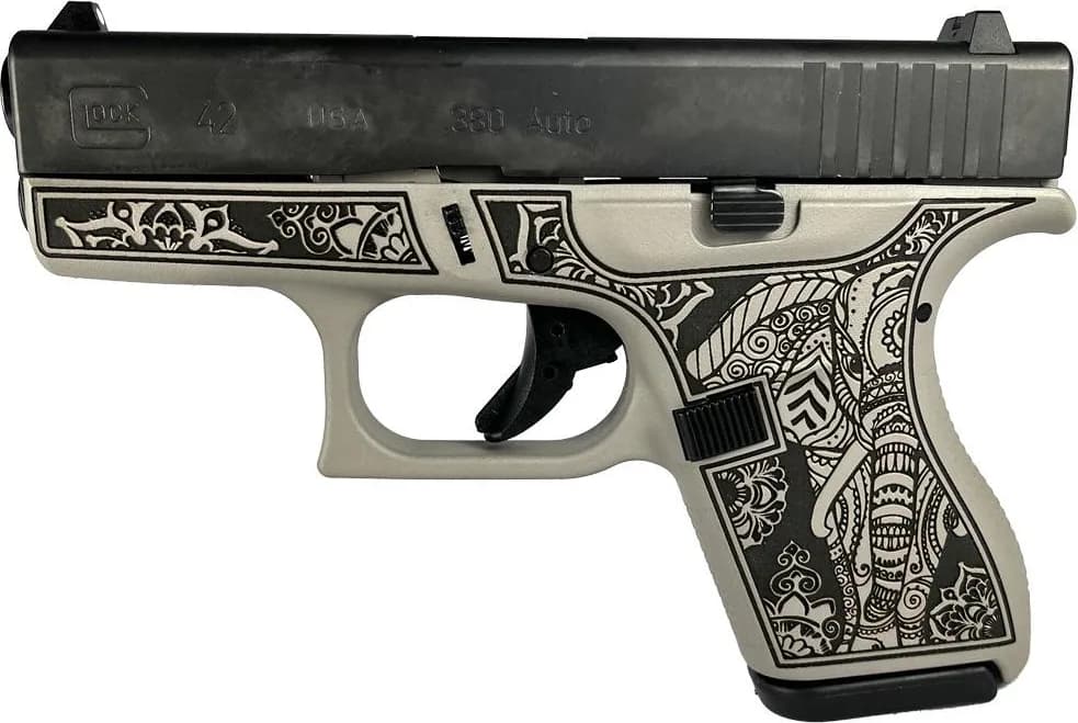 Glock 42 Custom "Elephant Engraved Gray Steel" — image 2