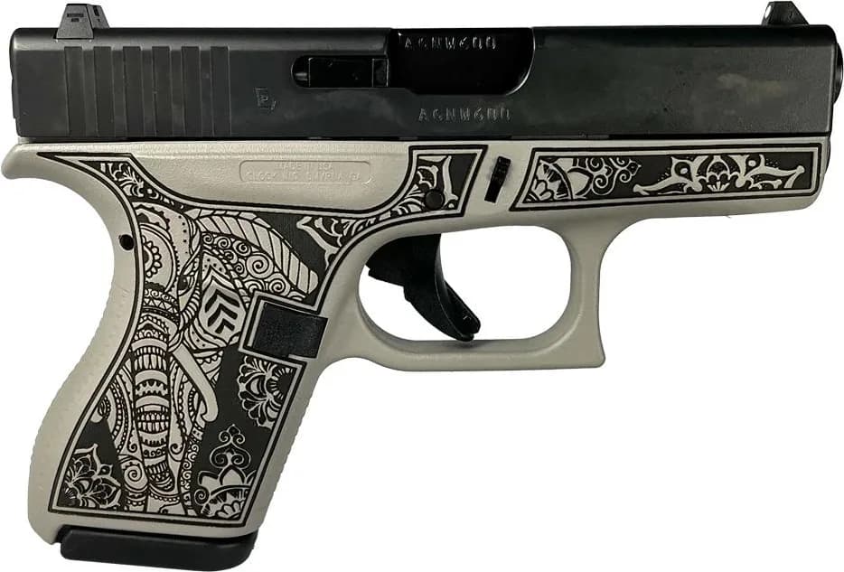 Glock 42 Custom "Elephant Engraved Gray Steel"
