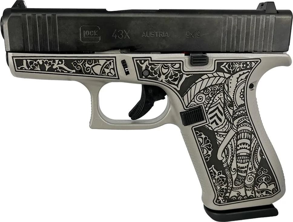 Glock 43x Custom "Gray Steel Elephant Engraved" — image 2