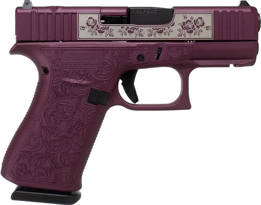 Glock 43x Engraved Paisley Black Cherry