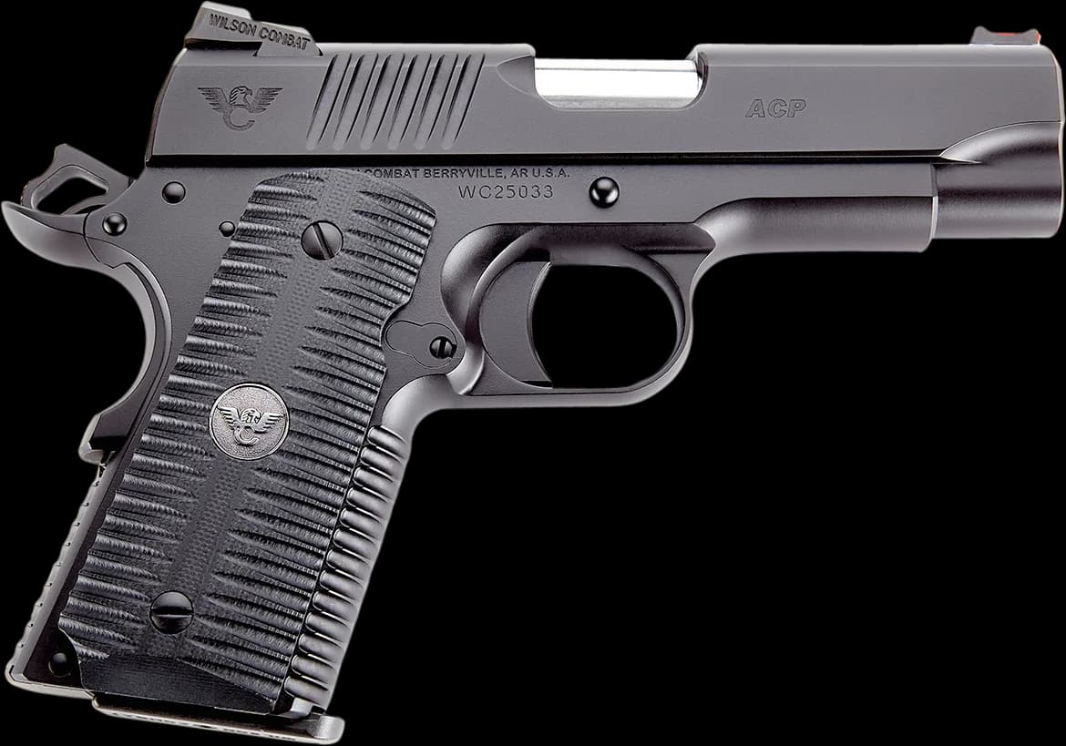 Wilson Combat ACP Compact 1911 SAO 45 ACP 7rd Black Armor-Tuff Carbon Steel Black G10 Eagle Claw Grip
